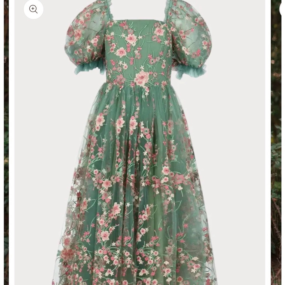 JessaKae Green Floral Prom Dress